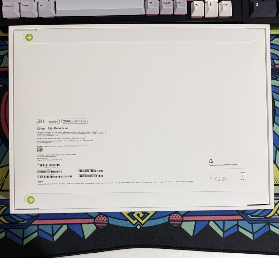 MacBook Neo 256GB (Category: Laptops & Notebooks) located in Pasig City. Submitted by mightymiggy (Listing ID 1463014156, Image 3). Description: For Sale!! Brandnew, Sealed Macbook Neo 256GB!! Indigo & Citrus | Bought from Powermac Comes with standard package, 1 Year Apple Warranty upon activation and Powermac paperbag ;) Pick up from my place in Pasig, or meet up Megamall, Shangri-La Mall, Robinsons Galleria, SM East Ortigas. Thank you!.