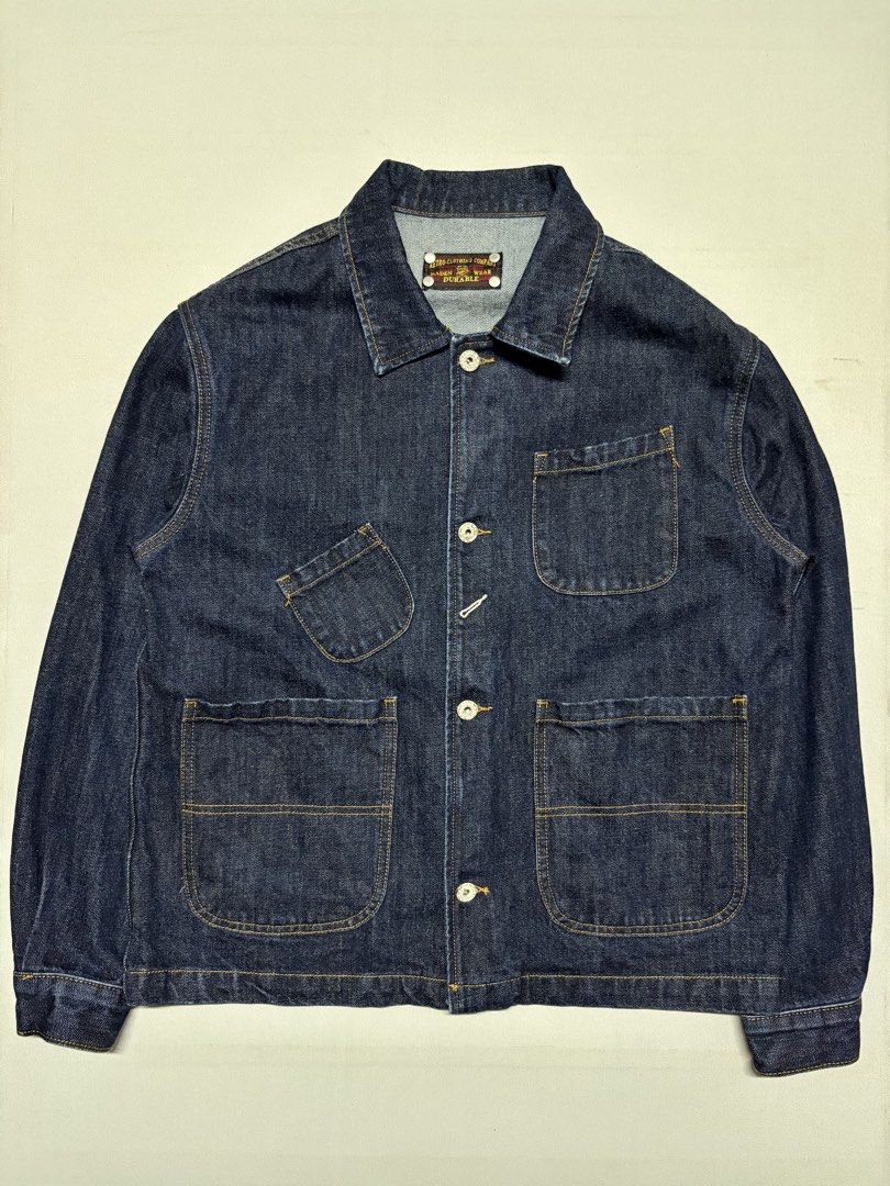 MADEN 14oz Denim Chore Coat (Category: Coats, Jackets and Outerwear) located in Baguio. Submitted by viibodegaaa (Listing ID 1463016360, Image 1). Description: MADEN 14oz Denim Chore Coat Size: S Width: 22’ Length: 26’ Price: 1880.