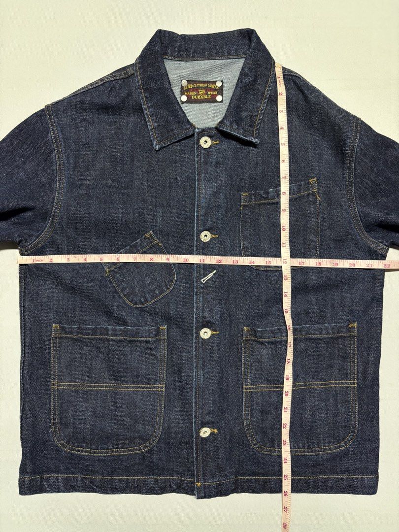 MADEN 14oz Denim Chore Coat (Category: Coats, Jackets and Outerwear) located in Baguio. Submitted by viibodegaaa (Listing ID 1463016360, Image 2). Description: MADEN 14oz Denim Chore Coat Size: S Width: 22’ Length: 26’ Price: 1880.