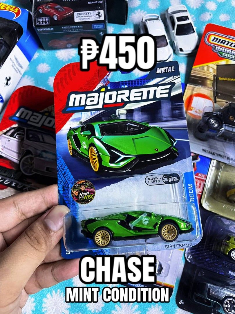 Majorette Lamborghini Sian Chase (Category: Vehicle & Diecast Models) located in Quezon City. Submitted by huntwithnyx (Listing ID 1462927480, Image 1). Description: - Brand: Majorette - Model: Lamborghini Sian FKP 37 - Type: Chase Car - Color: Green - Condition: Mint.
