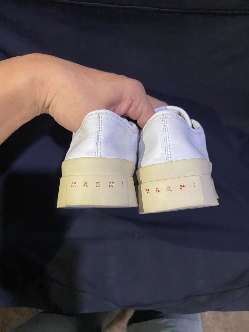 Marni Pablo Lace-Up Sneakers (Category: Sneakers) located in Zamboanga. Submitted by rkrey (Listing ID 1463118468, Image 3). Description: Marni Pablo Lace-Up Sneakers, featuring a distinctive chunky cream platform sole and bold red logo lettering on the tongue Euro 38 US 7 No Issues Slightly Negotiable Price.