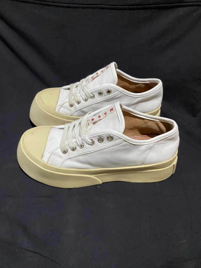 Marni Pablo Lace-Up Sneakers (Category: Sneakers) located in Zamboanga. Submitted by rkrey (Listing ID 1463118468, Image 2). Description: Marni Pablo Lace-Up Sneakers, featuring a distinctive chunky cream platform sole and bold red logo lettering on the tongue Euro 38 US 7 No Issues Slightly Negotiable Price.