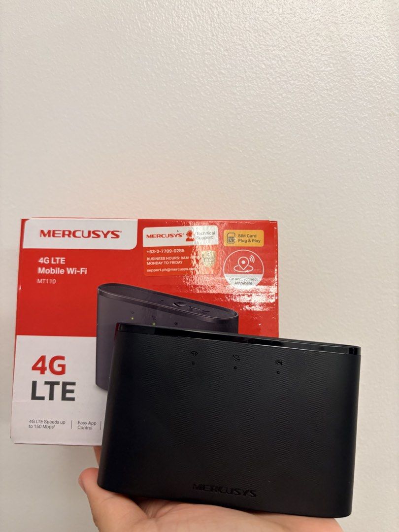 MERCUSYS MT110 4G LTE Mobile Wi-Fi Router (Category: Networking) located in Manila. Submitted by med.siblings (Listing ID 1462951069, Image 1). Description: - Bought originally for 1800php -With box and cord for charging :) -Used for less than a month only 📍Pick Up loc: MCU Caloocan .