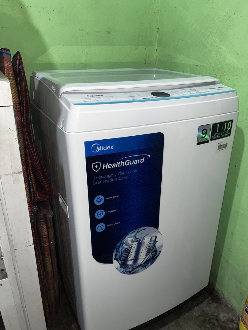 Midea Fully Automatic Top Load Washing Machine (Category: Washing Machines and Dryers) located in Caloocan City. Submitted by bravestone-dff6 (Listing ID 1463051677, Image 1). Description: - Midea HealthGuard Washing Machine - Thoroughly clean and sterilization care - Features: Auto Clean, Hygiene, Deep Clean - Additional wash programs: Turbo, etc. - Comes with all hoses and accessories - Still in original packaging.