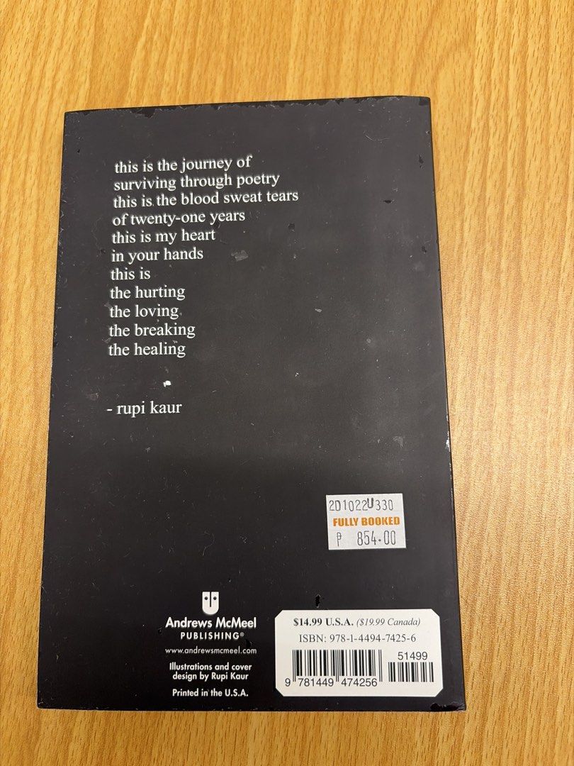 milk and honey by rupi kaur (Category: Storybooks) located in Manila. Submitted by genyfurrose (Listing ID 1462991660, Image 2). Description: - Milk and Honey by Rupi Kaur - #1 New York Times Bestseller - A collection of poetry exploring themes of hurting, loving, breaking, and healing - A journey of survival through verse - Printed in the USA by Andrews McMeel Publishing.