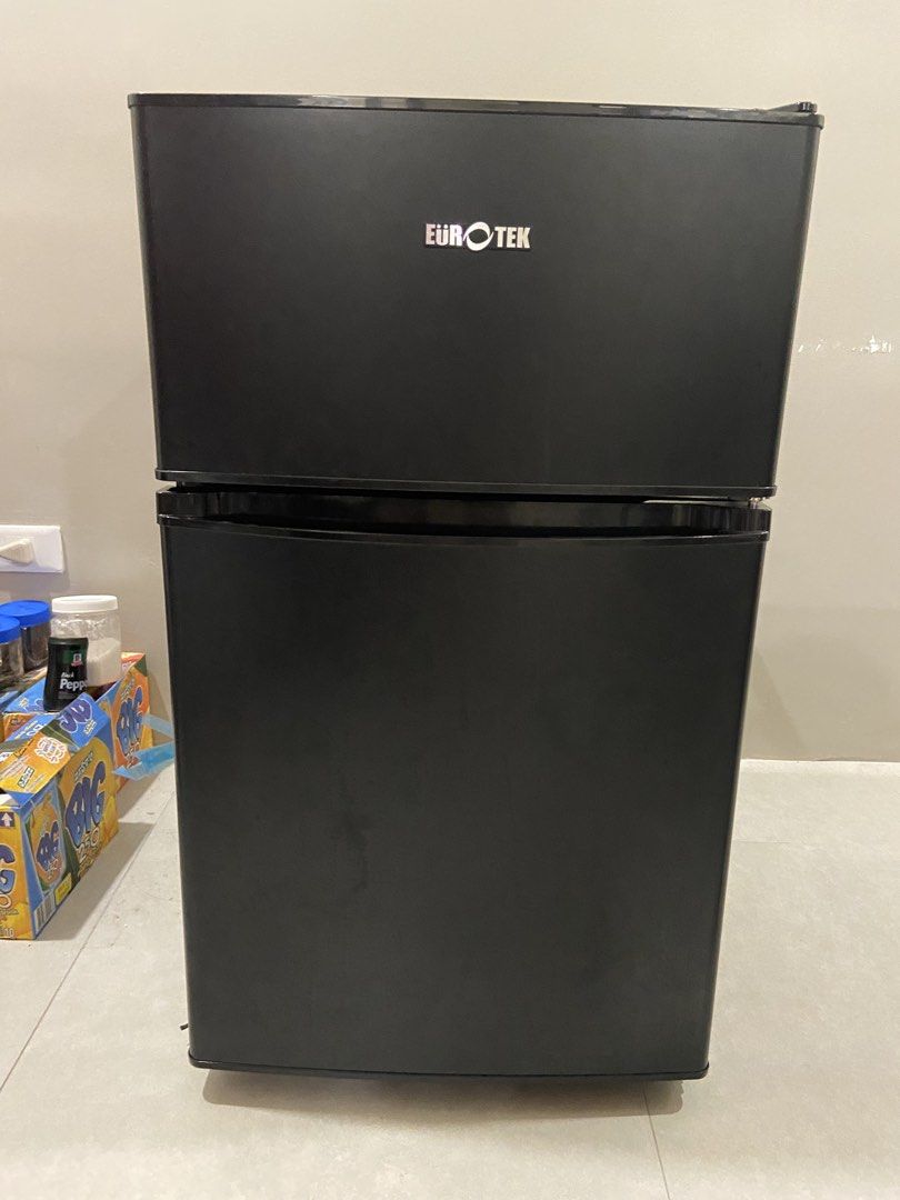 MOVING OUT: Mini Two-Door Refrigerator (Model:Eurotek ER-352B) (Category: Refrigerators and Freezers) located in Los Banos. Submitted by chieme.011 (Listing ID 1463083197, Image 2). Description: Brand: Eurotek Model: ER-352B Two-Door Refrigerator Condition: Great Condition, Almost Brand New (Bought 2 Months Ago) Size: 3.5 cu.ft. (Small) Additional: Manual and Warranty included Reason for Selling: Owner Relocating.