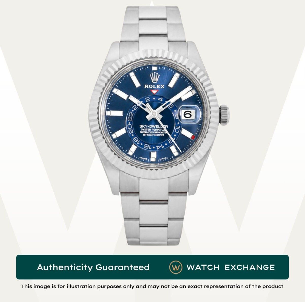 [Mint] Rolex Sky Dweller Oyster 326934 Blue Dial Z24445 Jul 2021 (Category: Watches) located in Singapore. Submitted by watchexchange.sg (Listing ID 1461818570, Image 1). Description: [Mint] Rolex Sky Dweller Oyster 326934 Blue Dial Z24445 Jul 2021 Price: $24,300 Brand: Rolex Model: 326934 Condition: Mint Dial: Blue Case Diameter: 42mm Material: Stainless Steel & White Gold Original Box: Yes Original Cert/Papers: Yes Dated: Jul 2021 Warranty: 1 Y