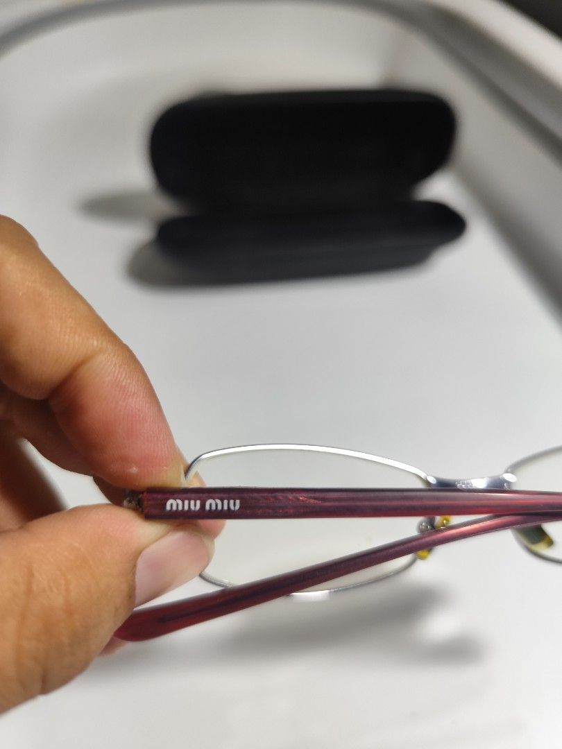 Miu Miu Frame (Category: Sunglasses & Eyewear) located in Cebu City. Submitted by icoolectnsellect (Listing ID 1462914746, Image 3). Description: Issue: minor oxidation and RX lens. Bought at Garage Sale. Authenticity not Guaranteed, di ko alam if legit or Fake. Buy @ your own Risk. All EyeGlasses or Sun Glasses ay may Grado or Prescription Glasses. Please be careful para di masira mata nyo, you can change the lens and frame na lng kunin. Salamat