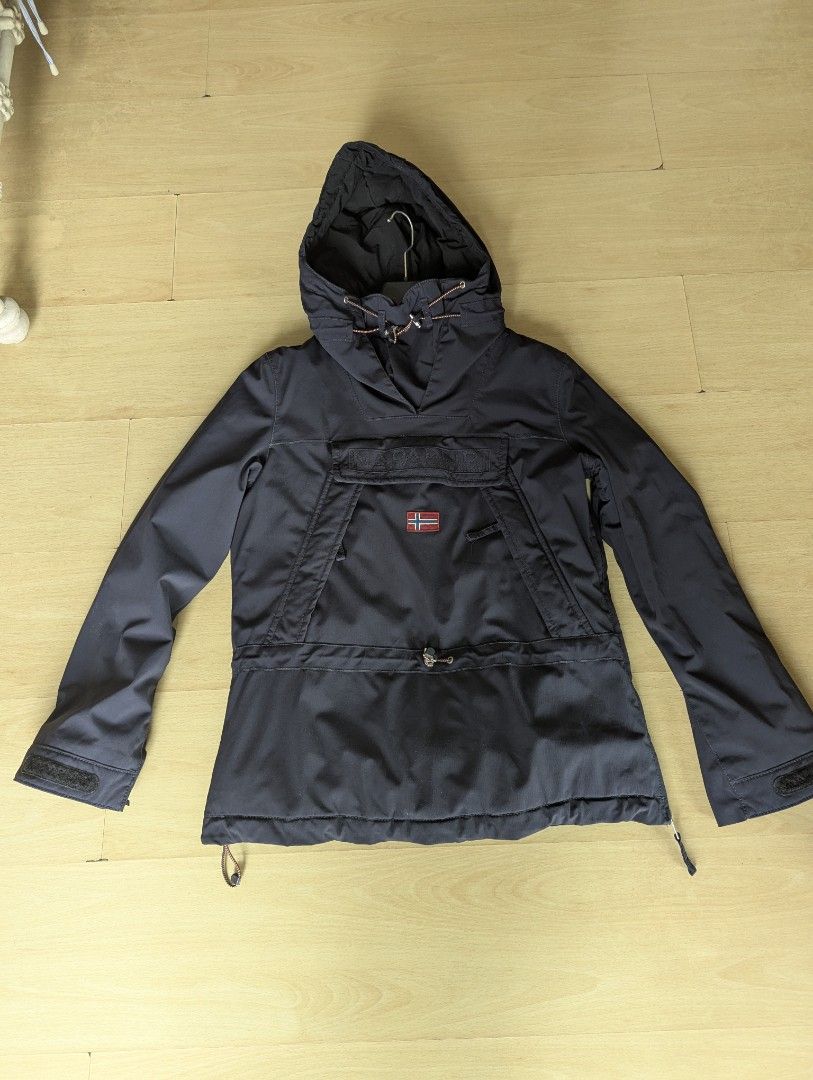 Napapijri Anorak Jacket Navy Blue (Category: Coats, Jackets and Outerwear) located in Taguig. Submitted by hlco13 (Listing ID 1462912214, Image 1). Description: Personally owned. Some of the rubber parts have come off on the cuffs but it's still great for it's intended purpose - keeping warm and in light ski conditions - Napapijri anorak jacket in navy blue - Pullover style with a large front pocket - Adjustable hood and hem with drawstrings - Ve