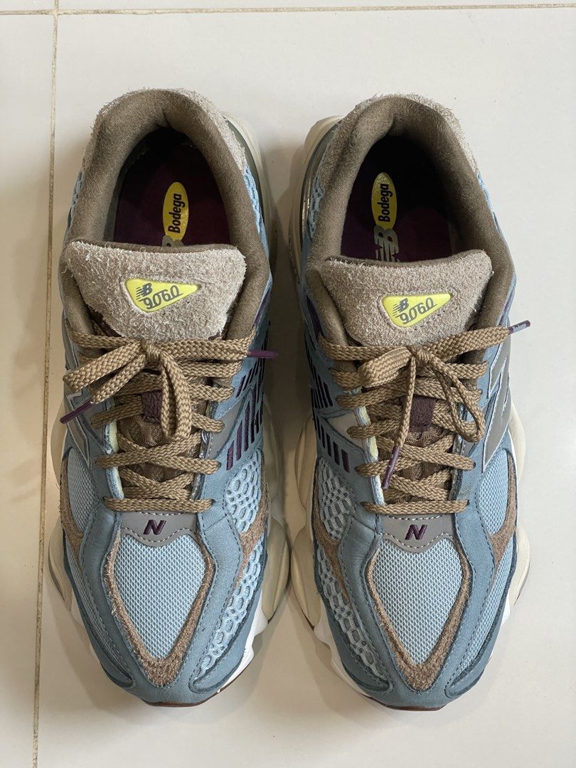 New Balance 9060 x Bodega (Category: Sneakers) located in Consolacion. Submitted by pau.magpantay (Listing ID 1462886287, Image 1). Description: - New Balance 9060 Bodega collaboration sneakers - Unique light blue and brown colorway - Features a distinctive chunky sole design - Offers superior comfort and style for daily wear - A must-have for sneaker collectors.