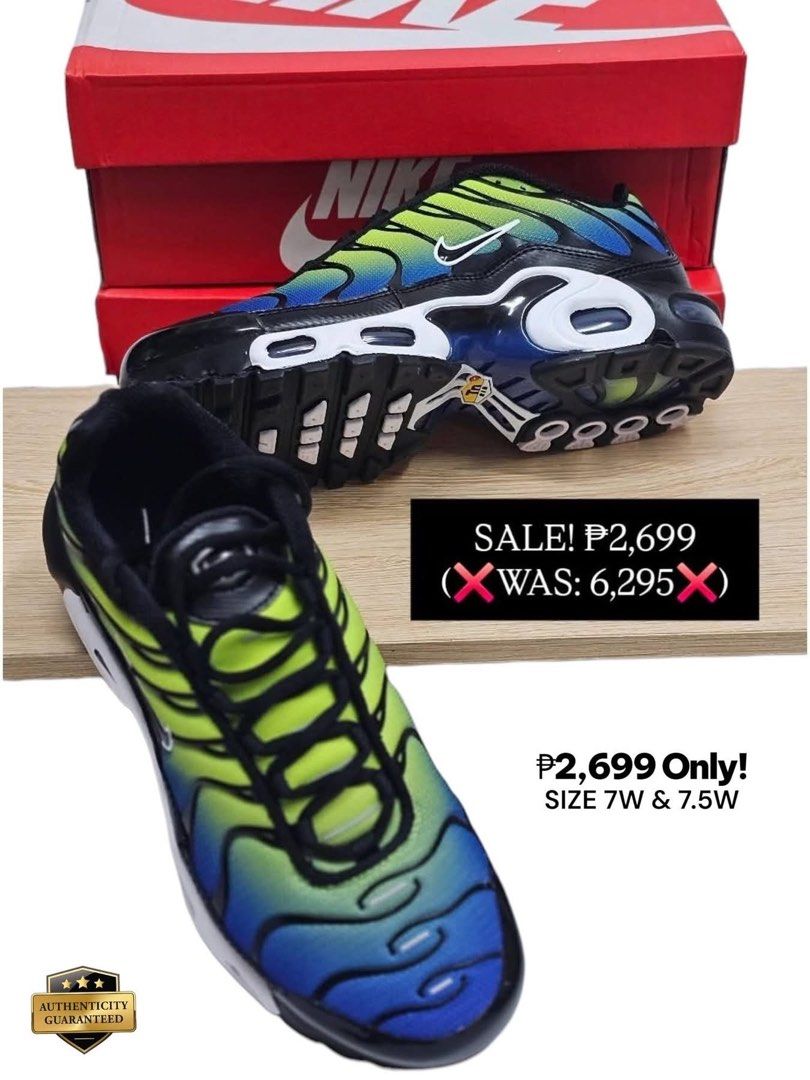 NIKE AIR MAX TN 'Royal Checker X Chameleon' (Category: Sneakers) located in Mandaluyong City. Submitted by luxprelovedbagsparadise (Listing ID 1463036286, Image 3). Description: 🔥STEAL ALERT! Up to 57% OFF! 🔥 Why pay full price when you can flex these iconic kicks for less than half the SRP? 👟✨ Make a splashy statement without splashing all your cash! Get a taste of legendary Tuned Air technology with these ultra-comfy heat on your feet. Featu