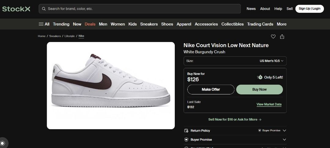 Nike Court Vision Low Next Nature (Category: Casual Shoes) located in Taguig. Submitted by laptopmachine (Listing ID 1462790147, Image 3). Description: Nike Court Vision Low Next Nature – White/Burgundy Crush 100% Original Condition: Brand New Size: US Men’s 10.5 | 28.5 cm | EUR 44.5 Meetup: MRT/LRT Stations Can book thru Lalamove PM Me. Thanks.