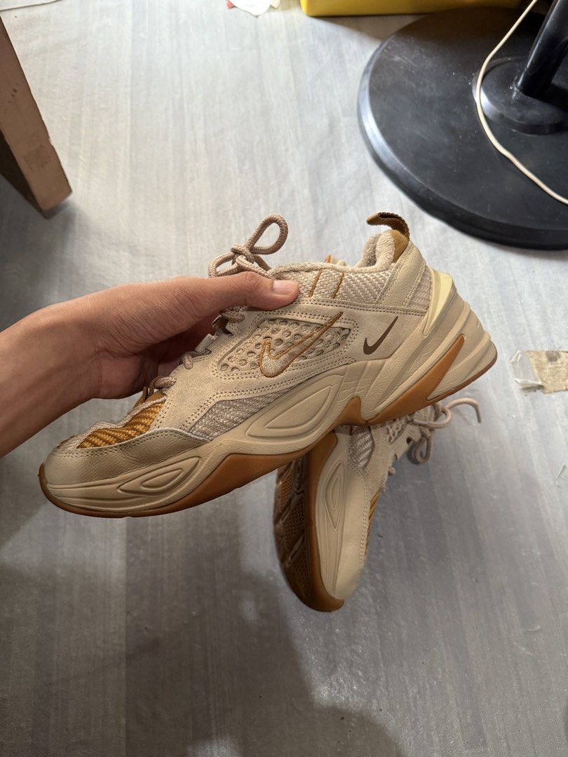 Nike M2K Tekno SP "Linen" Sneakers (Category: Sneakers) located in Cagayan de Oro. Submitted by twice.but.nice.blackmarket (Listing ID 1462889264, Image 1). Description: Excellent condition No issues ! Size : US 9.5 / UK 8.5 / EUR 43 / CM 27.5 On tag! Embroidered all swoosh logo’s featuring a chunky beige and tan leather-and-mesh upper with gum rubber outsoles..