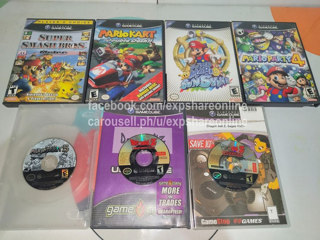 Nintendo Gamecube Games US Region (Category: Nintendo) located in Cebu City. Submitted by expshareonline (Listing ID 1463113902, Image 1). Description: Please take time to read! No trades! Condition: -Tested and working -No major scratches on the cd's -Most have manuals Price: -Super Mario Sunshine(With case) - P2000 -Mario Kart Double Dash Special Edition(With case) - P3000 -Mario Party 4(With case and manuals) - P2000 -Super Smash Bros. Melee:P