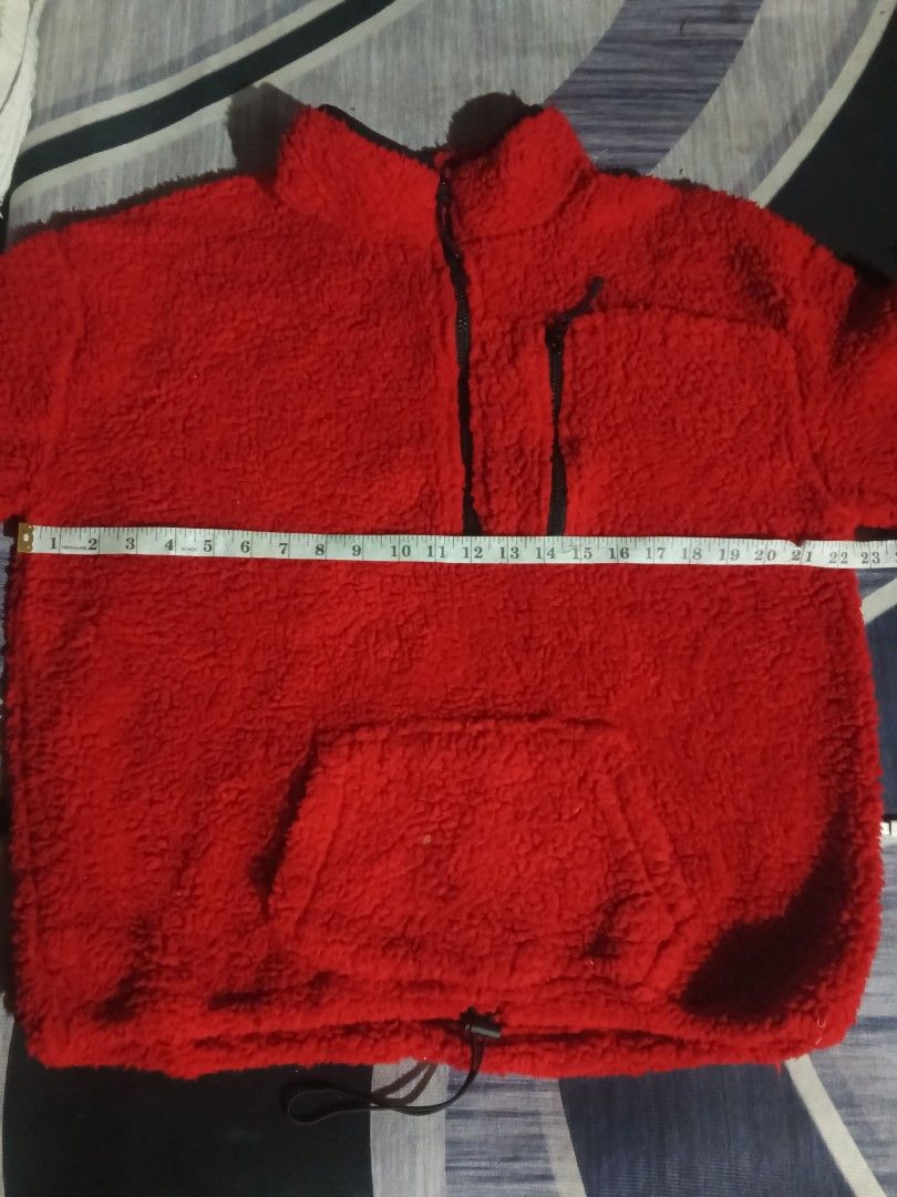 No Boundaries Red Sherpa Fleece Half Zip Pullover (Category: Coats, Jackets and Outerwear) located in Manila. Submitted by icamalicdem29 (Listing ID 1463093055, Image 3). Description: - Cozy red sherpa fleece pullover - Brand: No Boundaries - Features a half-zip neckline - Convenient kangaroo pocket - Small zippered pocket on the chest - Made from recycled polyester - Perfect for staying warm and comfortable.