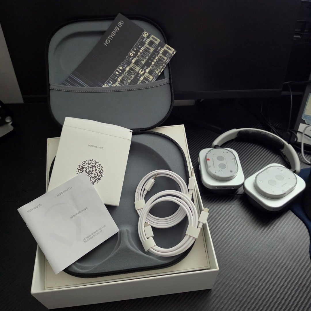 Nothing Headphones (1) White (Category: Headphones & Headsets) located in Calamba. Submitted by istianmartin (Listing ID 1463046192, Image 3). Description: - Product: Nothing Headphones (1) - Color: White - Inclusions: Original case, charging cables, manuals - Condition: Good, with some wear on headband padding - Functionality: Tested and working well sf will be shouldered by buyer price negotiable.