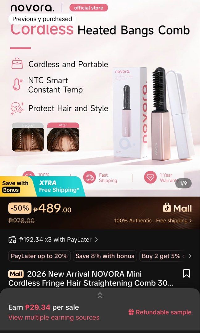 novara cordless heated bangs comb (Category: Hair) located in Quezon City. Submitted by shiikwa (Listing ID 1462951805, Image 2). Description: - ideal for retouch / fixing fringe hair or bangs - have cord included (forgot to include it in picture) - worth it product / safe product to use - bought recently from my impulse buying - reason for sale: i have no time to charge it / retouch due to my schedule.