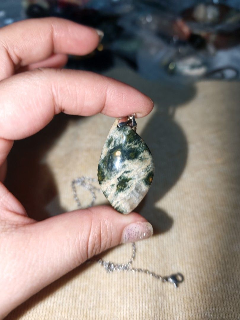 Ocean Jasper Necklace (Category: Necklaces) located in Quezon City. Submitted by piaoliangcollections.ph (Listing ID 1463092664, Image 3). Description: Only One Piece this Natural Stone of Ocean Jasper will bring Joy and Happiness Joy and Positivity: Often called the "Stone of Joy," it lifts gloomy moods and helps you focus on the bright side of daily life. Stress Relief: Its water-element energy encourages you to release anxiety and handle life 