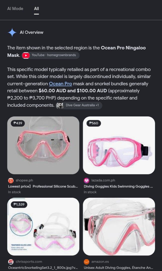 Ocean pro ningaloo tempered diving mask (Category: Water Sports) located in Las Pinas. Submitted by kaswakto (Listing ID 1461272685, Image 2). Description: 〽️ Ocean pro ningaloo tempered diving mask 〽️ excellent condition,minimal issue sa last pic 💰Php 950 +sf 📌Lpdh Las Pinas/Evacom or Valley2 Paranaque 📞09174614978 contact no. 🗳️Payment thru Gcash 09174614978 Jayvie Godmalin/bank transfer Bpi account 3109428438 Jayvie Godmalin 🛵Shipping thr