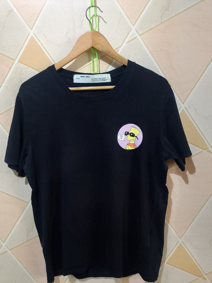 OFF-WHITE x The Simpsons Bart Simpson "Public Enemy No. 1" Tee Shirt (Category: Tshirts & Polo Shirts ) located in San Pedro. Submitted by jokwanrocks09 (Listing ID 1462917872, Image 2). Description: Black t-shirt from OFF-WHITE's collaboration with The Simpsons. Features Bart Simpson graphic on the back with "Public Enemy No. 1" text. Small Bart Simpson graphic on the front left chest. Made from 100% cotton. Size XS. 20x26 medium like new .