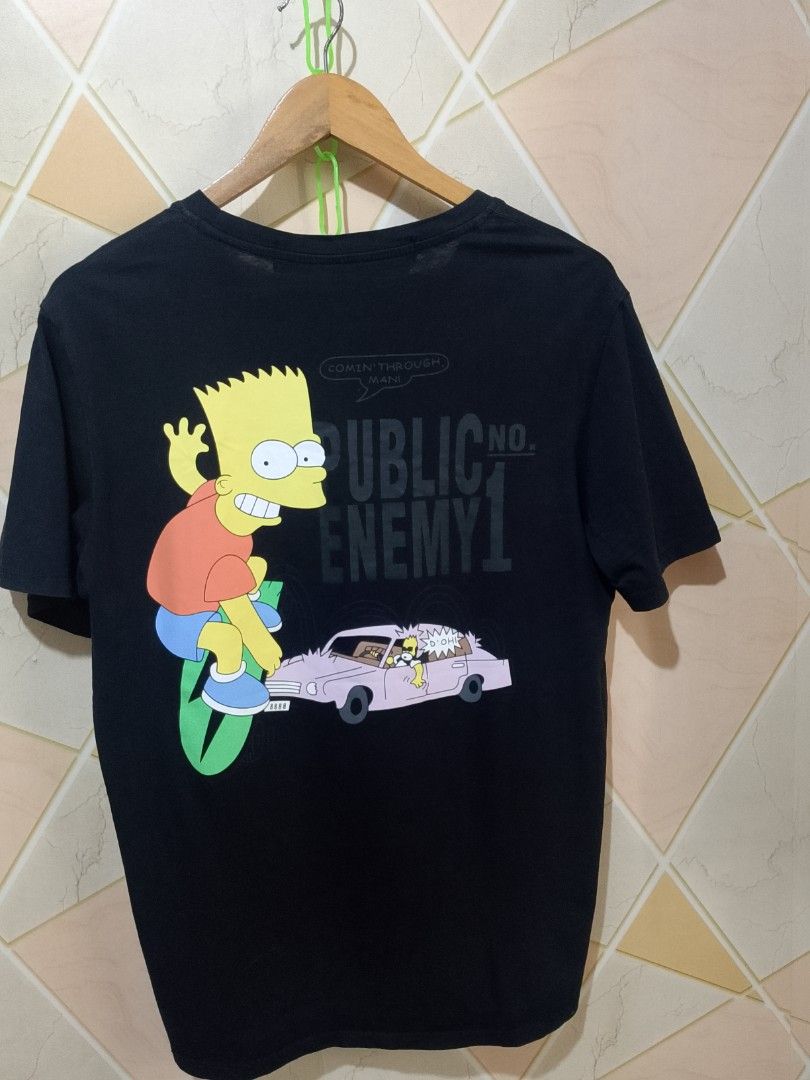 OFF-WHITE x The Simpsons Bart Simpson "Public Enemy No. 1" Tee Shirt (Category: Tshirts & Polo Shirts ) located in San Pedro. Submitted by jokwanrocks09 (Listing ID 1462917872, Image 1). Description: Black t-shirt from OFF-WHITE's collaboration with The Simpsons. Features Bart Simpson graphic on the back with "Public Enemy No. 1" text. Small Bart Simpson graphic on the front left chest. Made from 100% cotton. Size XS. 20x26 medium like new .