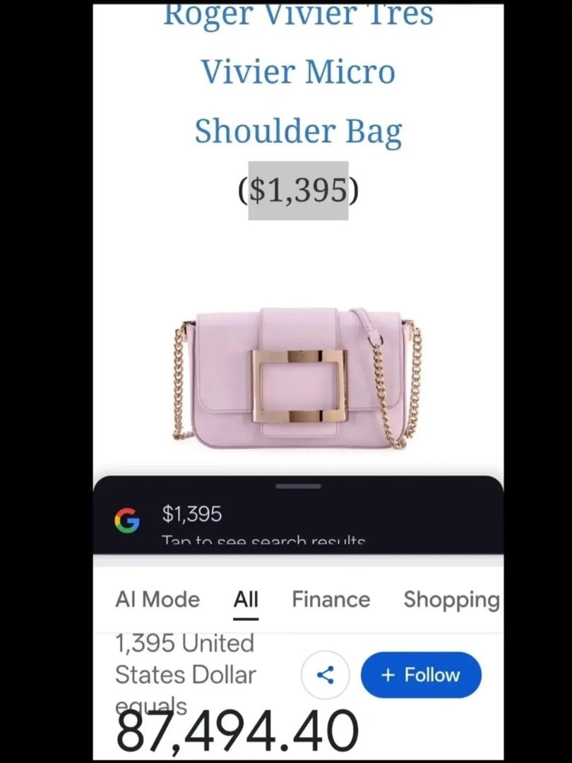 Original Roger Vivier (Category: Shoulder Bags) located in Cabuyao City. Submitted by your____lux____shop (Listing ID 1462961651, Image 2). Description: Sale❗️Sale❗️Sale❗️ Original Roger Vivier Almost new Lavender gold hardwares small Pure genuine leather 📌First to pay!.