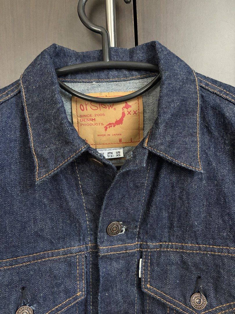 Orslow Type 3 Denim Jacket (Category: Coats, Jackets and Outerwear) located in Urdaneta. Submitted by theoldmanstore (Listing ID 1462899699, Image 3). Description: - Orslow Denim Jacket - Made in Japan - Size: W L - Material: 100% Cotton - Style: Classic trucker with two chest pockets and button closure - Features: Great for layering.