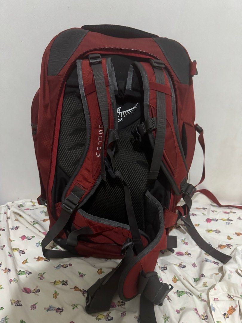 Osprey Red farpoint 40L (Category: Backpacks) located in Rizal. Submitted by igarette (Listing ID 1463081752, Image 2). Description: - Osprey travel backpack in vibrant red. - Luggage-style main compartment opening for effortless packing. - Numerous compartments to keep your gear organized. - Padded shoulder straps and back panel for superior comfort. - Ideal for weekend getaways or as carry-on luggage. -i wish i could keep this but i cant carry 