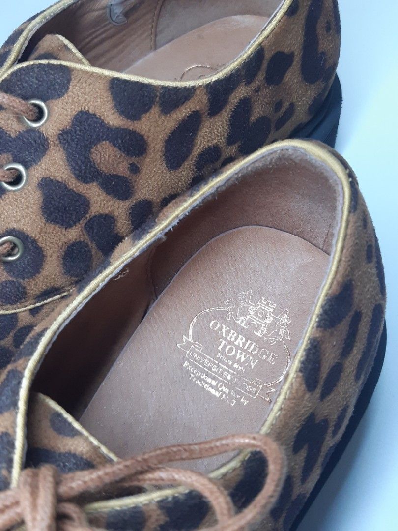 SALE: Oxbridge Town leopard print platform oxfords (Category: Loafers) located in Bauang. Submitted by 2ndskinz_by.irie (Listing ID 1463057541, Image 3). Description: Oxbridge Town leopard print platform oxfords bold animal print patterned faux suede upper, a three-eyelet lace-up design with matching brown laces, and a thick, textured chunky black platform sole. size: 38 eu /7-7.5 us unisex like new condition used 1x only SALE: PHP 1,250 + sf fix