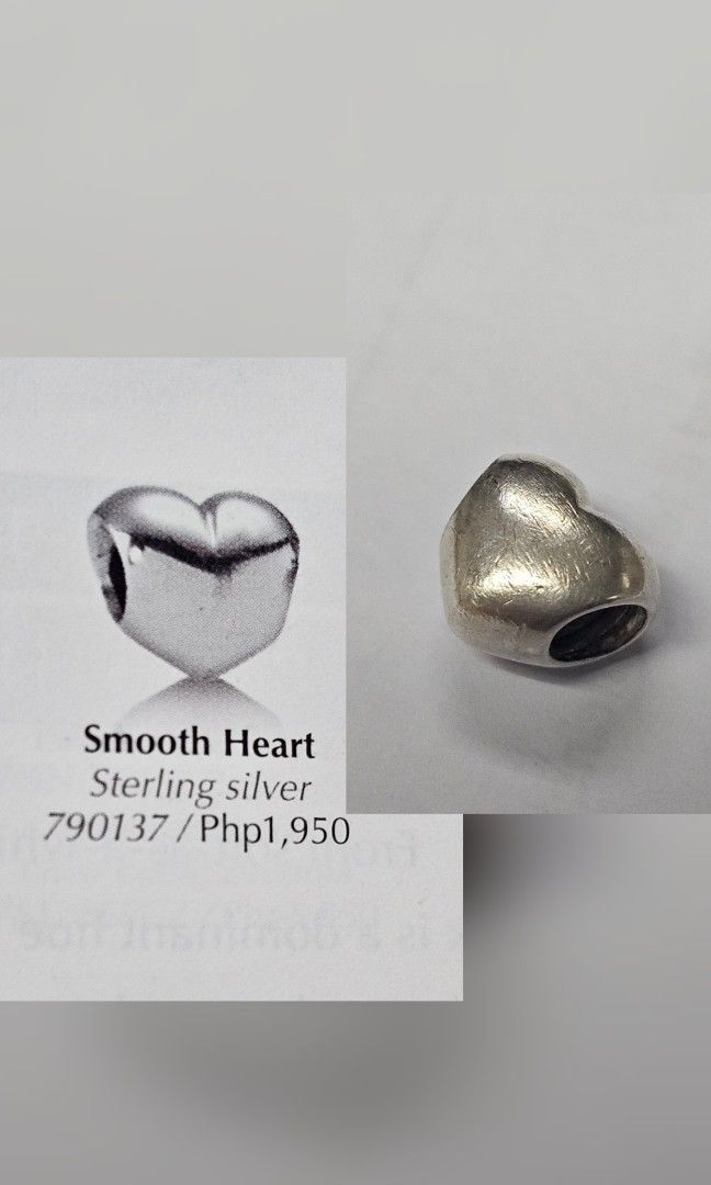 Pandora smooth heart charm (Category: Charms) located in Manila. Submitted by onlinesmartshopping12 (Listing ID 1462886896, Image 1). Description: plus sf.
