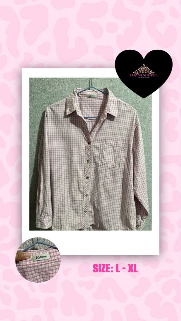 Pastime Pink Plaid Button-Up Shirt (Category: Longsleeves) located in Marikina City. Submitted by femmeshoppemnl (Listing ID 1462946244, Image 1). Description: Pastime Pink Plaid Button-Up Shirt Size: L-XL Condition: Lightly used. Color on the pic is not as accurate in person. Closest to color is the last pic. Issue: No issue Brand: Pastime Ukay sourced. Washed - Ready to wear. .