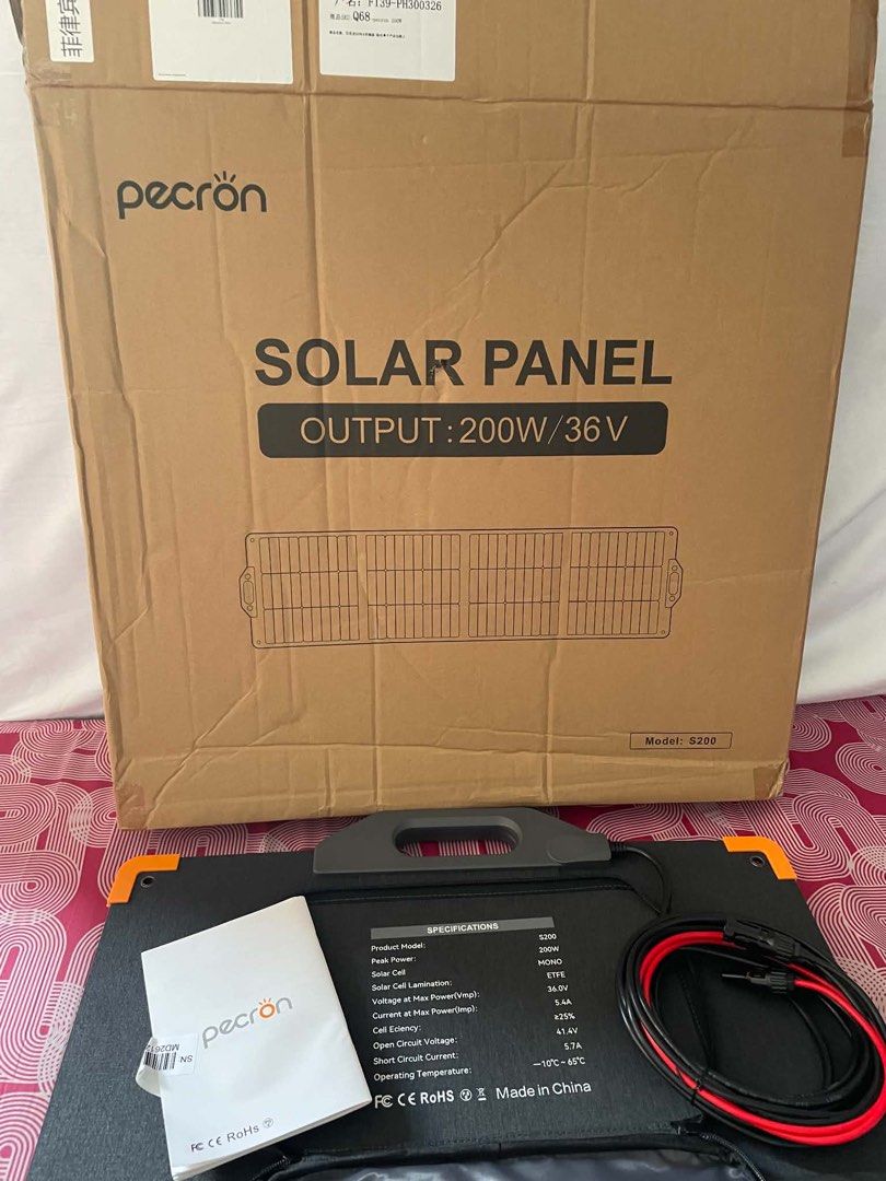 Pecron 200w solar panel (Category: Hiking & Camping) located in Makati City. Submitted by nf330 (Listing ID 1463045598, Image 1). Description: Fs: 200w pecron solar panel. Bnew inopen lang today (Sept 20 2026) to check the item. Bought it ng 15k pero selling it for 13.5k (wag na po tumawad kasi di ako nagpapatawad) Rfs: di na sumang-ayon ang panahon and wala pang free time to camp. Can meet bgc and near bgc except saturdays. COD pwede din if mas 