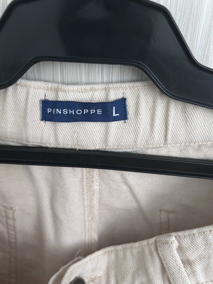 PENSHPPE Beige Cargo Pants Size L (Category: Other Bottoms) located in Manila. Submitted by juvy13 (Listing ID 1462903423, Image 2). Description: - Beige cargo pants from PENSHPPE - Size: L - Closure: Zipper and button front - Features: Multiple pockets on front and sides - Material: Sturdy cotton twill fabric - Style: Great for casual wear.
