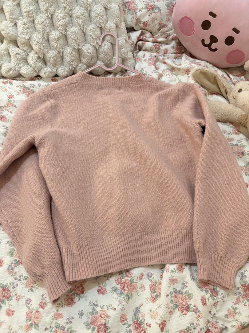 Pink Button-Up Cardigan with Gold Buttons (Category: Coats, Jackets and Outerwear) located in Manila. Submitted by ellaineju58379 (Listing ID 1462976536, Image 3). Description: - Cute pink cardigan - Textured knit for a cozy feel - Features elegant gold buttons down the front - Versatile for layering over tops or dresses - Easy to style for casual or dressed-up occasions - A warm and stylish addition to your wardrobe.