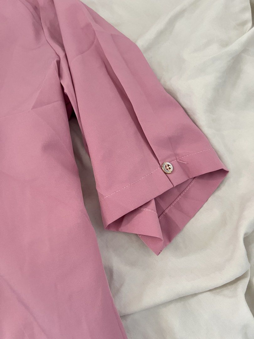 Pink Collar Blouse with Button Detail (Category: Blouses) located in Manila. Submitted by happydani (Listing ID 1462959621, Image 3). Description: - 4XL - pink blouse - Flattering V-neck with 3 buttons - Stylish three-quarter sleeves with cuff buttons - Beautiful pleated front for shape - Perfect for casual or dressed-up looks.