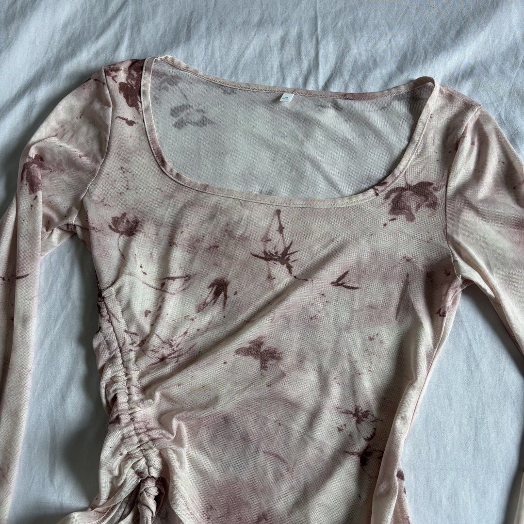 pink Mesh Ruched Tie-Dye Long Sleeve Top (Category: Longsleeves) located in Quezon City. Submitted by yamakento (Listing ID 1462947300, Image 2). Description: .