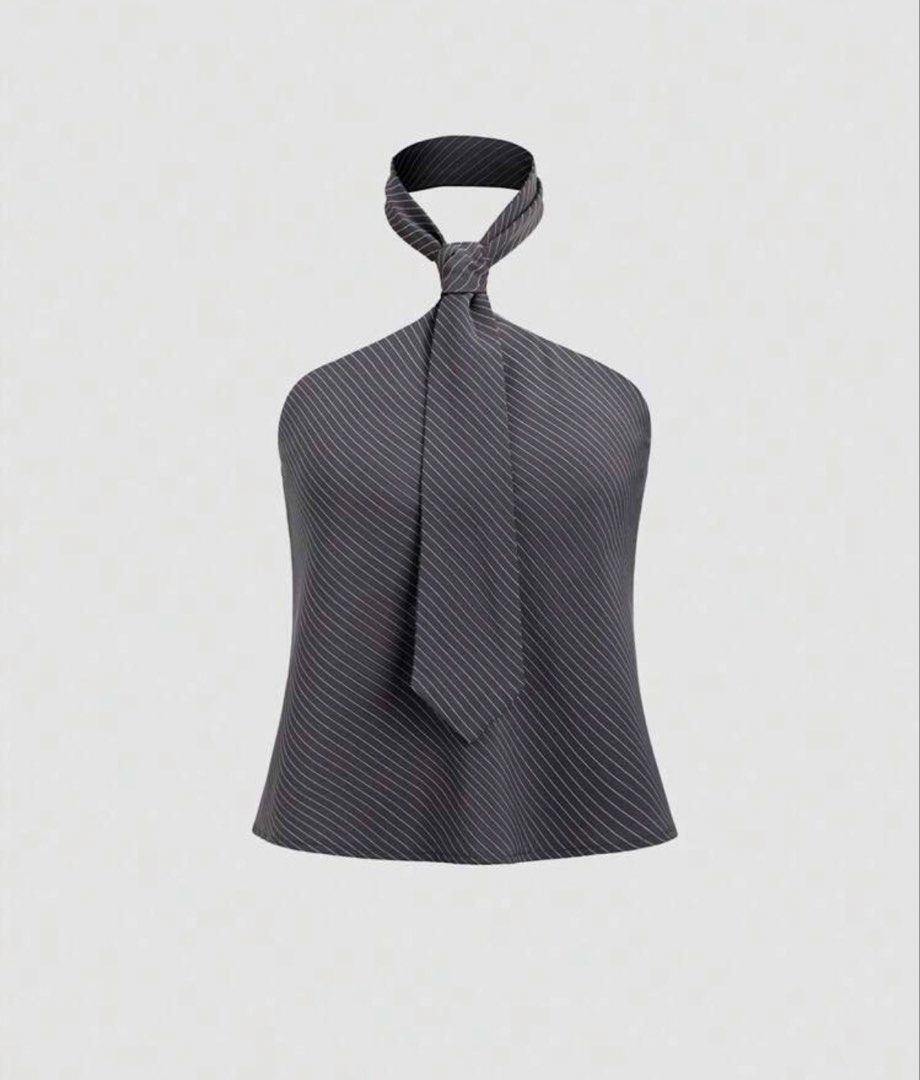 Pinstripe Halter Neck Tie Top (Category: Sleeveless) located in Valenzuela. Submitted by loveabel4ever (Listing ID 1463010823, Image 1). Description: - size fit xs / s / medium - used once for disney on ice.