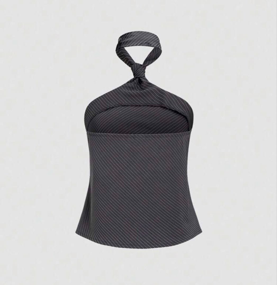 Pinstripe Halter Neck Tie Top (Category: Sleeveless) located in Valenzuela. Submitted by loveabel4ever (Listing ID 1463010823, Image 2). Description: - size fit xs / s / medium - used once for disney on ice.