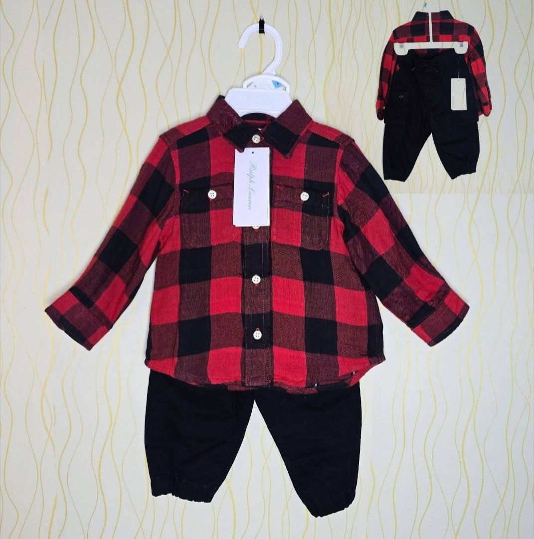 Polo Ralph lauren 6Months (2pc set) (Category: Babies & Kids Fashion) located in Urdaneta. Submitted by tannies-trift (Listing ID 1463001130, Image 1). Description: Polo Ralph Lauren Baby Boys' Plaid Cotton Shirt and Jogger Set, a classic pairing that blends Ralph Lauren's timeless American style with all-day comfort for infants. -1st to pay basis Mop: bank/gcash 🚚 Jnt regular 📍LOC. PANGASINAN.