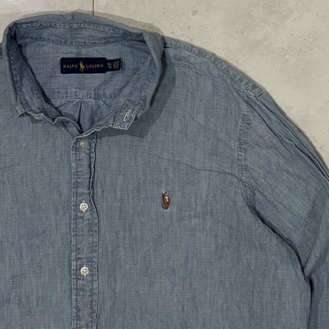 Polo ralph lauren denim button down shirt (Category: Formal Shirts) located in Cebu City. Submitted by florianmiral (Listing ID 1463086228, Image 2). Description: Polo ralph lauren denim button down shirt Excellent condition XL W 25.5 L 27 (31).