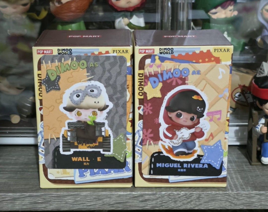 Pop Mart Dimoo Pixar (Category: Designer & Blind Box Toys) located in Quezon City. Submitted by raech.coollect (Listing ID 1463044489, Image 2). Description: confirmed box, sealed Woody 900 Buzz 900 Wall-E 750 Miguel 750.
