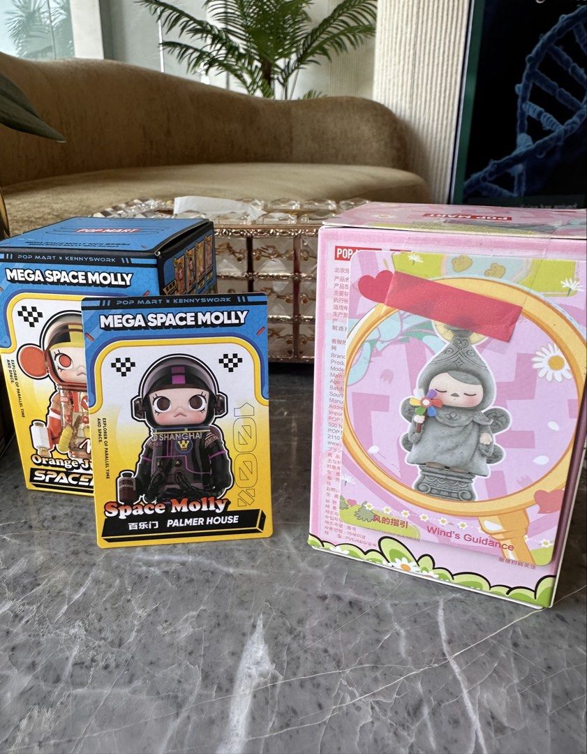 Pop Mart Mega Space Molly & Other Collectible Figures (Category: Designer & Blind Box Toys) located in Makati City. Submitted by msjlarsen (Listing ID 1462923045, Image 2). Description: FOR SALE Skullpanda 700 Hacipupu 550 Mega Space Molly Palmer House 550 Finding Mokoko Winds Guidance 500.