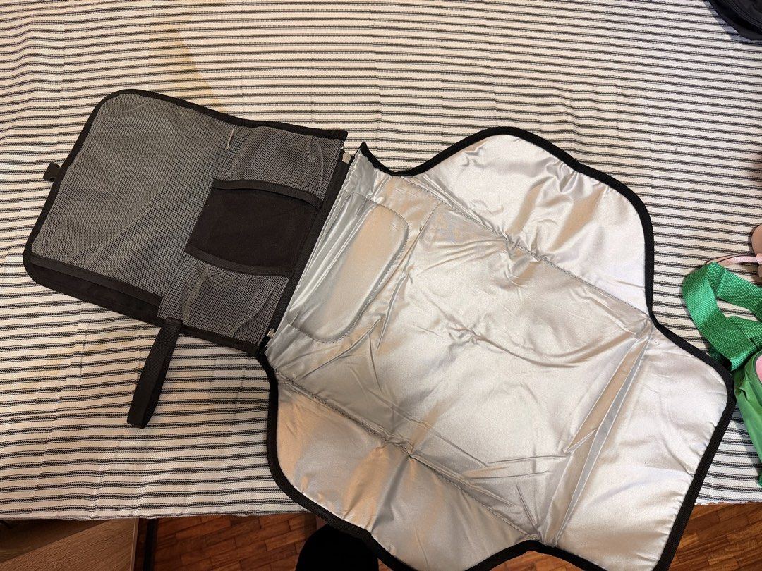 Portable diaper changing pad (Category: Other Baby Bathing & Changing Needs) located in Manila. Submitted by mondaymom (Listing ID 1462986068, Image 3). Description: Travel Changing Pad for babies - Has wipes compartment and other pockets - includes wrist strap for easy carry Freebies: Tiny Buds small back pack and Chuckie bag.