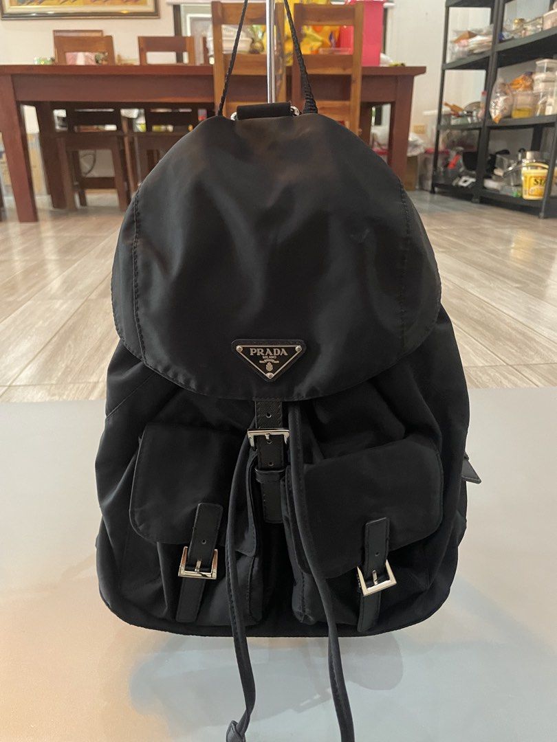 Prada Logo Plaque Small Backpack (Category: Luxury Bags & Wallets) located in Las Pinas. Submitted by dhliacmp (Listing ID 1462948871, Image 2). Description: Rank A-AB No inclusions Lampo zips Selling for only 7,500.