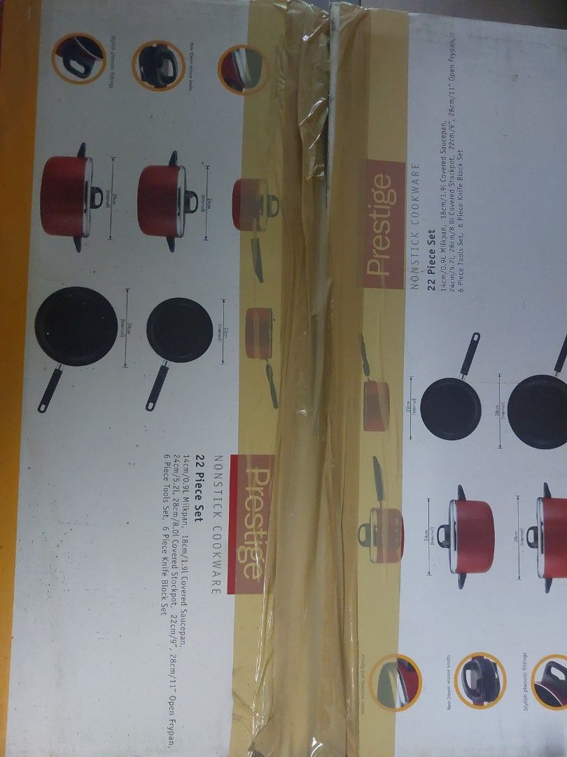 Prestige Nonstick Cookware 22 Piece Set (Category: Cookware & Accessories) located in Manila. Submitted by emong.emong (Listing ID 1462985245, Image 2). Description: - Prestige 22-piece nonstick cookware set - large covered stockpot used once, the other items unused. -nakatabi lang sa bahay - nabili dati sa saudi ng 300+ riyals. - now binebenta ko ng 2500 pesos only..