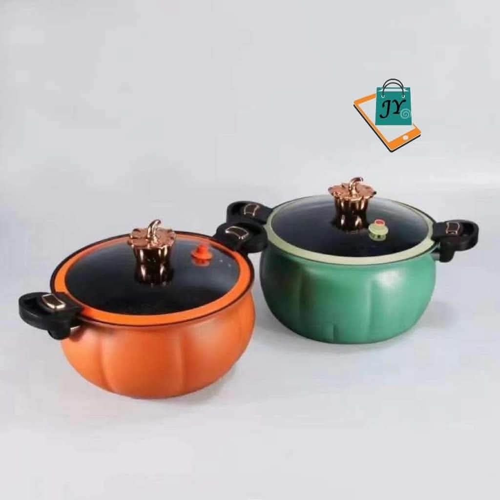Pumpkin Shaped Pot with Glass Lid (Category: Cookware & Accessories) located in Manila. Submitted by chaionlineshop (Listing ID 1463038667, Image 2). Description: - Adorable pumpkin-shaped pot - Includes a clear glass lid - Features a decorative lid knob - Ideal for cooking hearty stews and comforting soups - Available in vibrant orange and charming green - Dimensions: 28cm diameter, 14cm height.