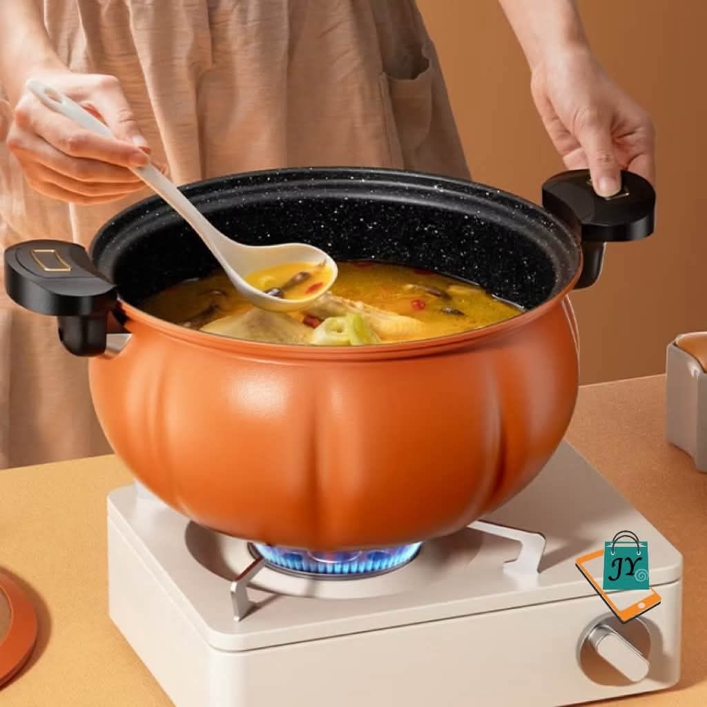 Pumpkin Shaped Pot with Glass Lid (Category: Cookware & Accessories) located in Manila. Submitted by chaionlineshop (Listing ID 1463038667, Image 3). Description: - Adorable pumpkin-shaped pot - Includes a clear glass lid - Features a decorative lid knob - Ideal for cooking hearty stews and comforting soups - Available in vibrant orange and charming green - Dimensions: 28cm diameter, 14cm height.