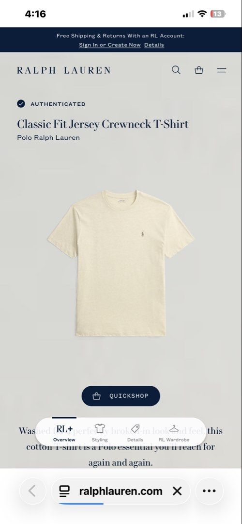 Ralph Lauren Classic Shirt Cream (Category: Activewear) located in Tuguegarao City. Submitted by elyks11 (Listing ID 1463016855, Image 1). Description: 23x31 as new.