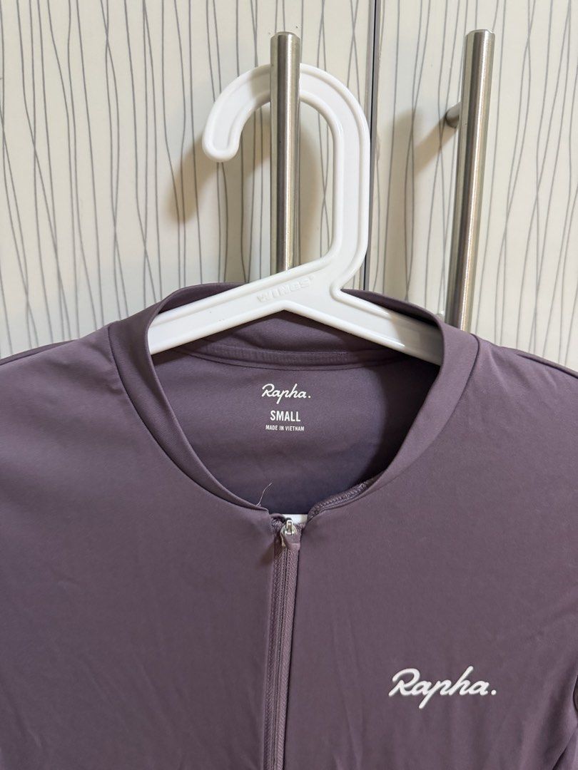 Rapha Cycling Jersey Size Small Purple (Category: Activewear) located in Manila. Submitted by beanie6908 (Listing ID 1463008817, Image 2). Description: - Rapha cycling jersey - Size: Small - 3/4 sleeves with white cuff accents - Full zip front - Ideal for cycling.