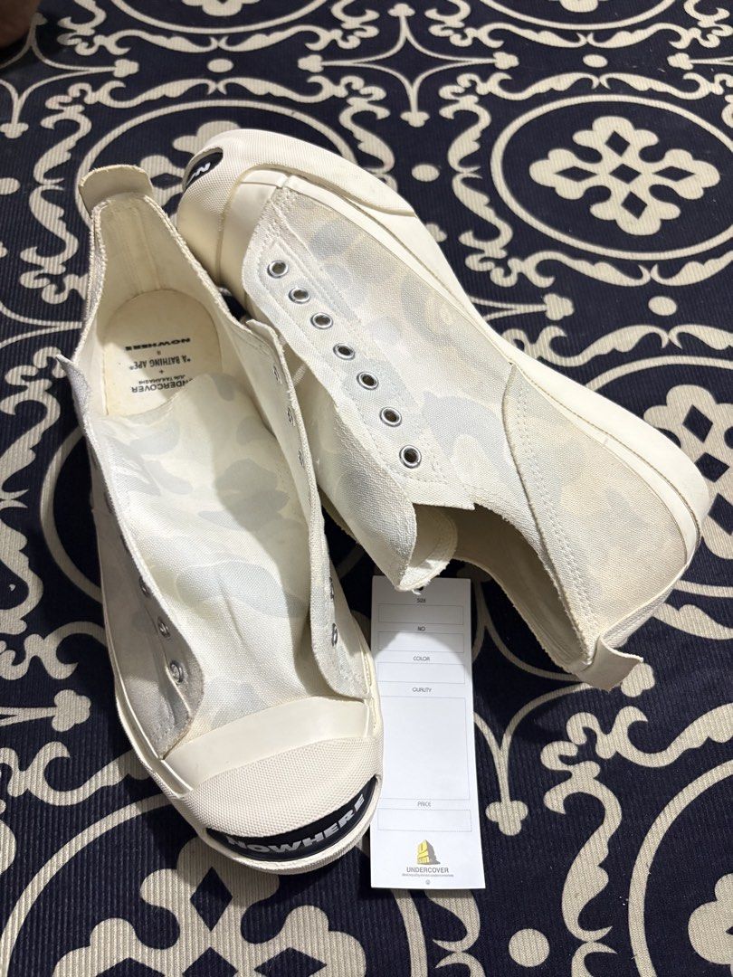 RARE BAPE x UNDERCOVER x NOWHERE (Category: Sneakers) located in Baguio. Submitted by viibodegaaa (Listing ID 1463020498, Image 1). Description: RARE BAPE x UNDERCOVER x NOWHERE Size: 27 fits 8.5-9US Condition: excellent Issue: missing 1 lace & slight dirts NO SOLE SEPS | PAIR ONLY Price: 14880.